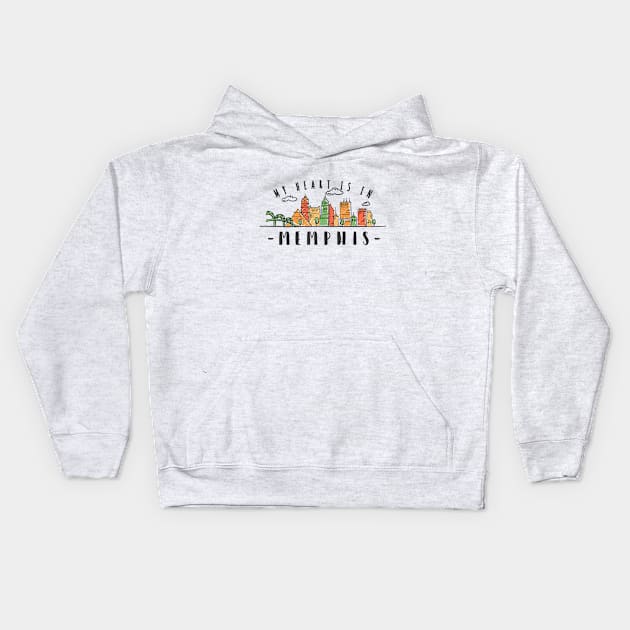 Memphis, USA City Skyline Kids Hoodie by LR_Collections